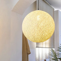 Suspension Sphère Cocon en Chanvre Tressé – Luminaire Bohème
