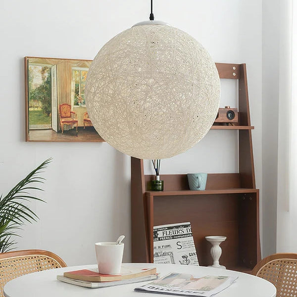 Suspension Sphère Cocon en Chanvre Tressé – Luminaire Bohème