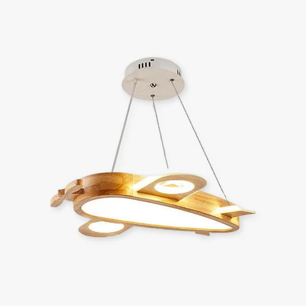Suspension Avion en Bois LED - Luminaire Chambre d'Enfant