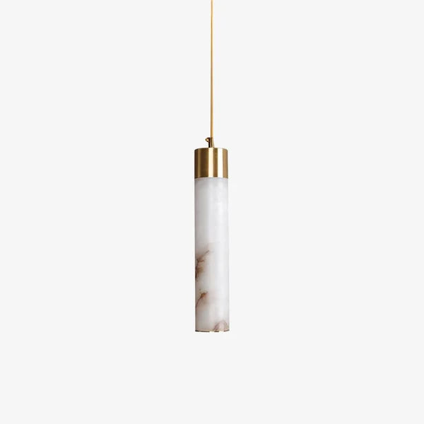 Suspension Cylindrique en Albâtre / Marbre - Éclairage Chic Îlot Cuisine