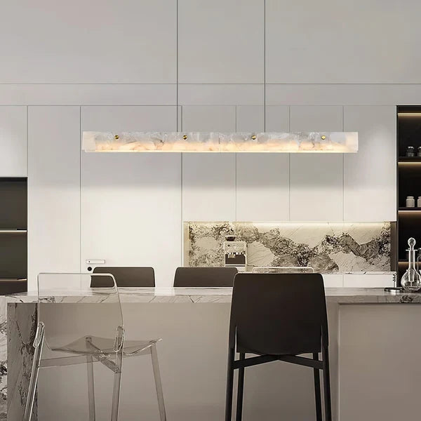 Suspension LED Linéaire Moderne – Luminaire de Cuisine en Albâtre