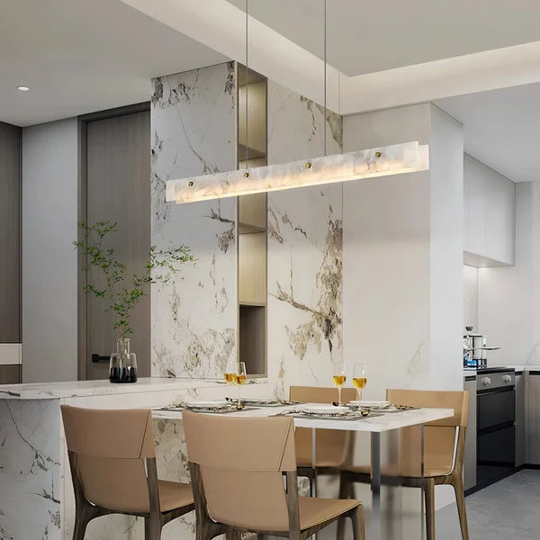 Suspension LED Linéaire Moderne – Luminaire de Cuisine en Albâtre