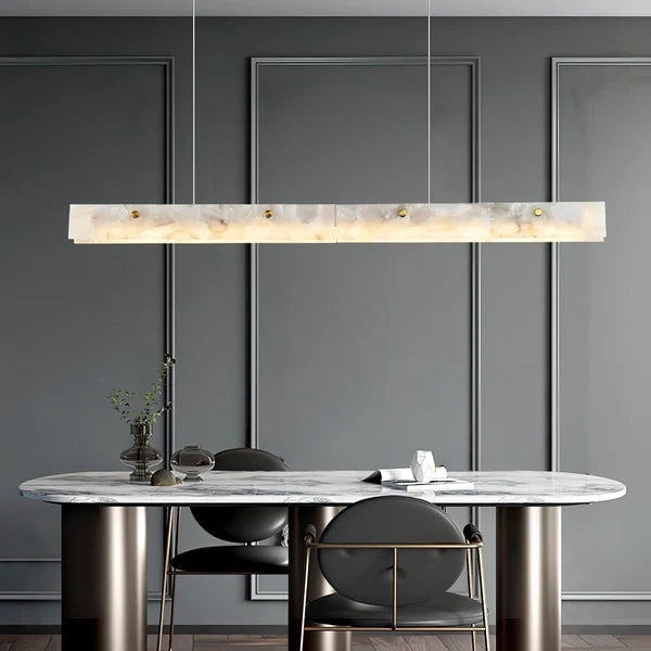 Suspension LED Linéaire Moderne – Luminaire de Cuisine en Albâtre