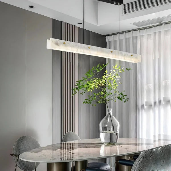 Suspension LED Linéaire Moderne – Luminaire de Cuisine en Albâtre