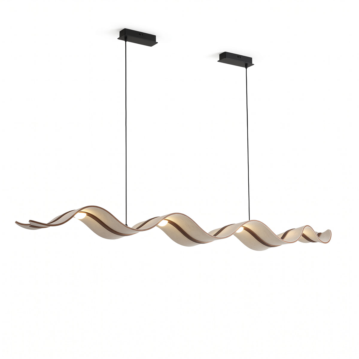 Suspension LED Vague Dorée – Design Ondulé