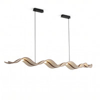Suspension LED Vague Dorée – Design Ondulé