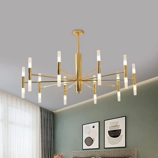 Suspension LED cylindrique moderne en or - Kristy