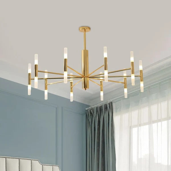 Suspension LED cylindrique moderne en or - Kristy