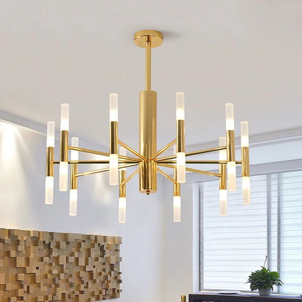 Suspension LED cylindrique moderne en or - Kristy