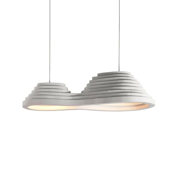 Suspension minimaliste en résine blanche ondulée - Luminaire moderne