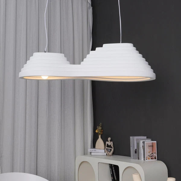 Suspension minimaliste en résine blanche ondulée - Luminaire moderne