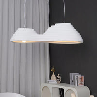 Suspension minimaliste en résine blanche ondulée - Luminaire moderne