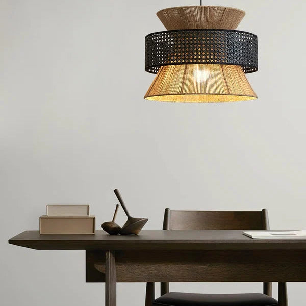 Suspension Ophelia en Rotin – Luminaire Naturel Stratifié