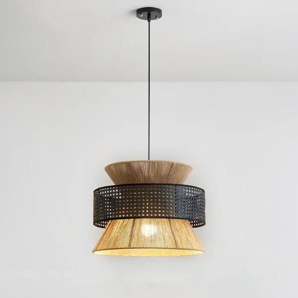 Suspension Ophelia en Rotin – Luminaire Naturel Stratifié