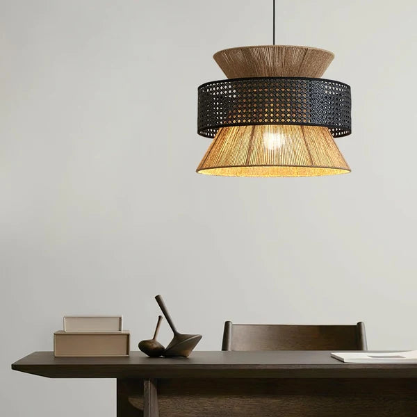 Suspension Ophelia en Rotin – Luminaire Naturel Stratifié