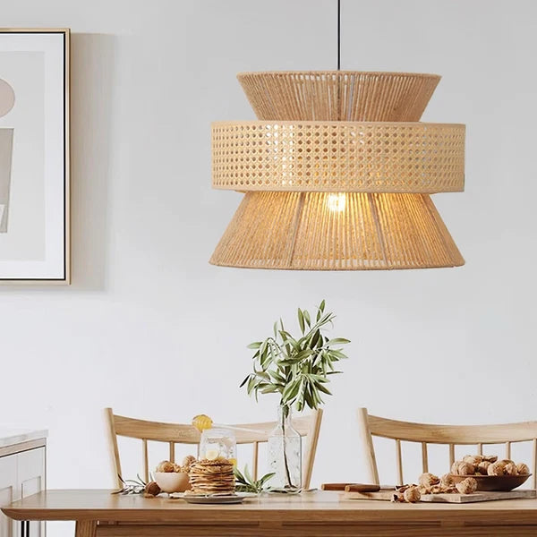 Suspension Ophelia en Rotin – Luminaire Naturel Stratifié