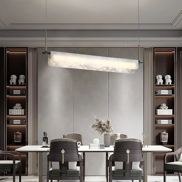 Suspension minimaliste en albâtre Eshaisra - Luminaire moderne