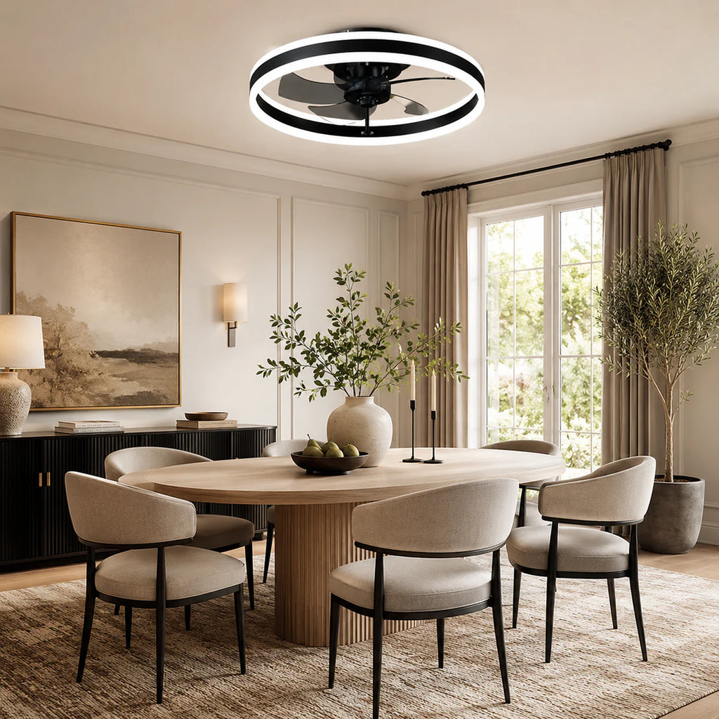 Ventilateur de Plafond Acrylique 50 cm Silencieux avec Commande – Luminaire Design pour Salon et Intérieur