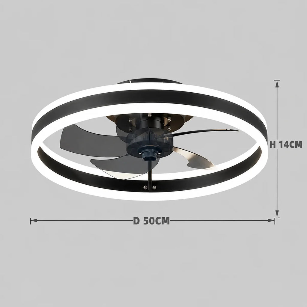 Ventilateur de Plafond Acrylique 50 cm Silencieux avec Commande – Luminaire Design pour Salon et Intérieur