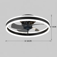 Ventilateur de Plafond Acrylique 50 cm Silencieux avec Commande – Luminaire Design pour Salon et Intérieur