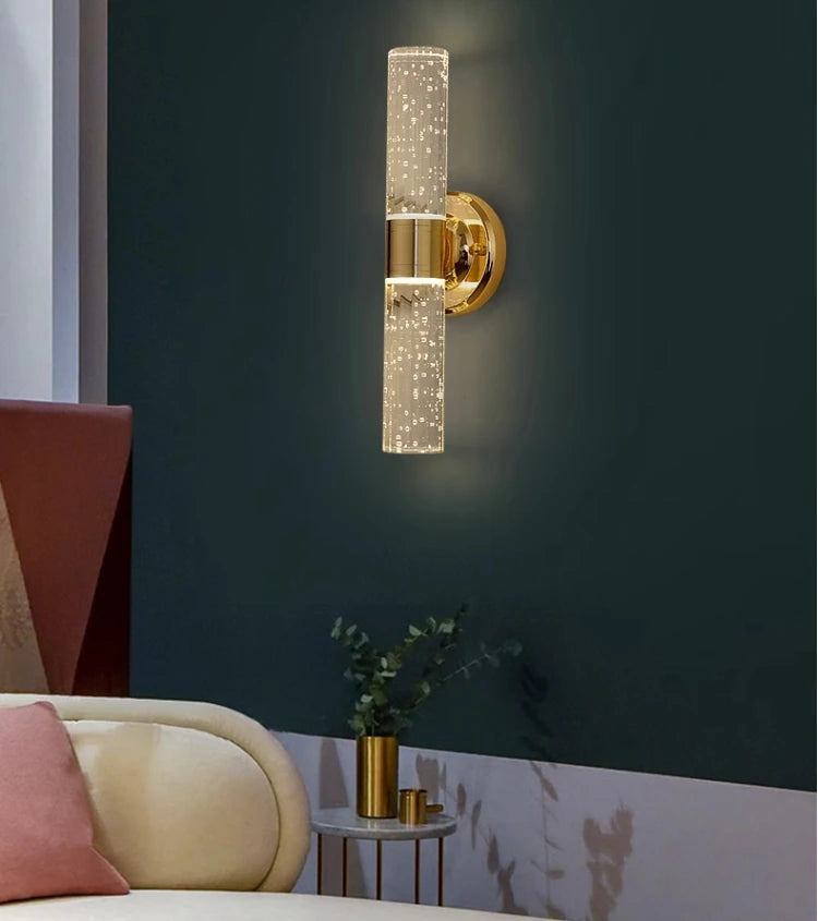 Applique "Aurora" – Cylindre Lumineux Givré et Finition Or Mes Luminaires