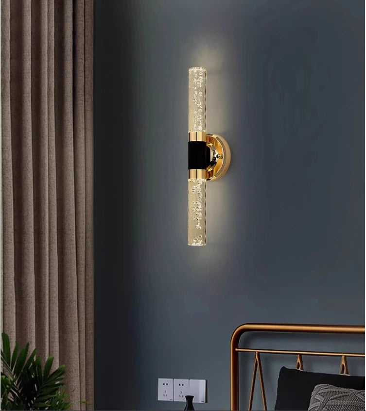 Applique "Aurora" – Cylindre Lumineux Givré et Finition Or Mes Luminaires