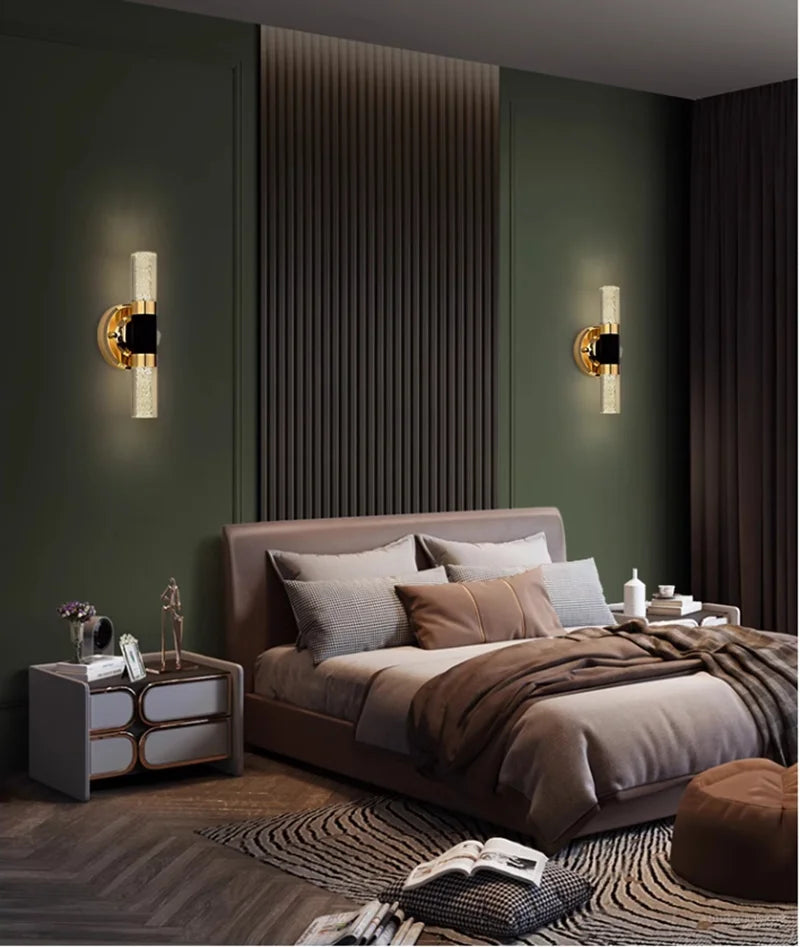 Applique "Aurora" – Cylindre Lumineux Givré et Finition Or Mes Luminaires