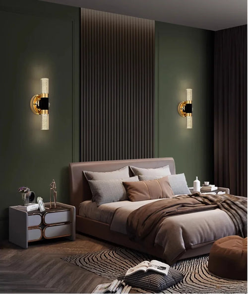 Applique "Aurora" – Cylindre Lumineux Givré et Finition Or Mes Luminaires