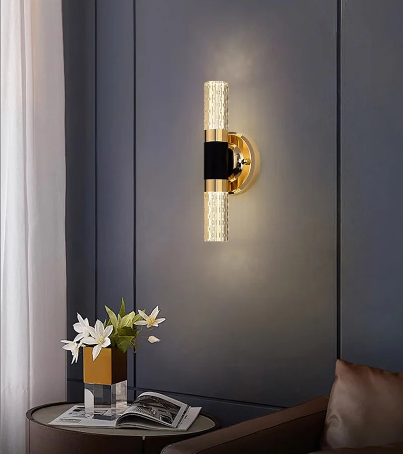 Applique "Aurora" – Cylindre Lumineux Givré et Finition Or Mes Luminaires