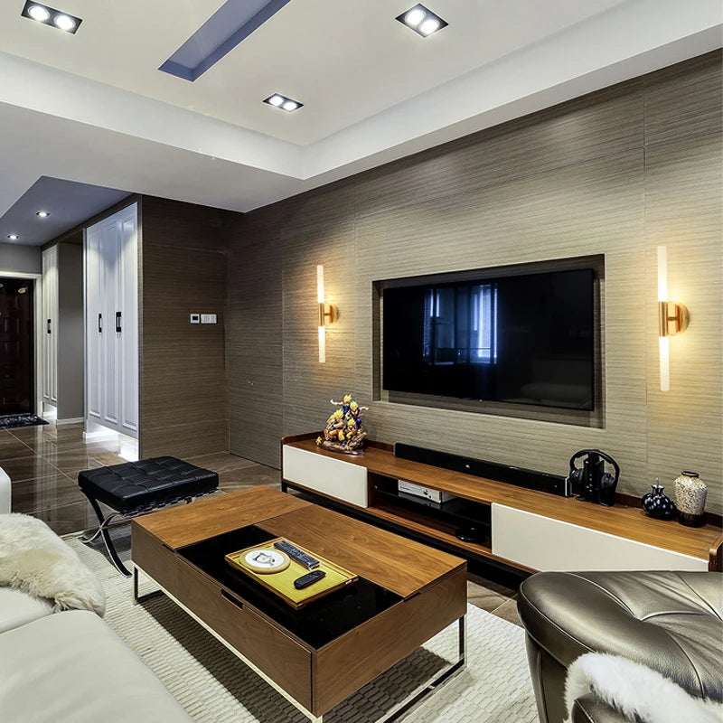 Applique Mural "Flambeau Moderne" – Finition Or et Tubes LED Mes Luminaires