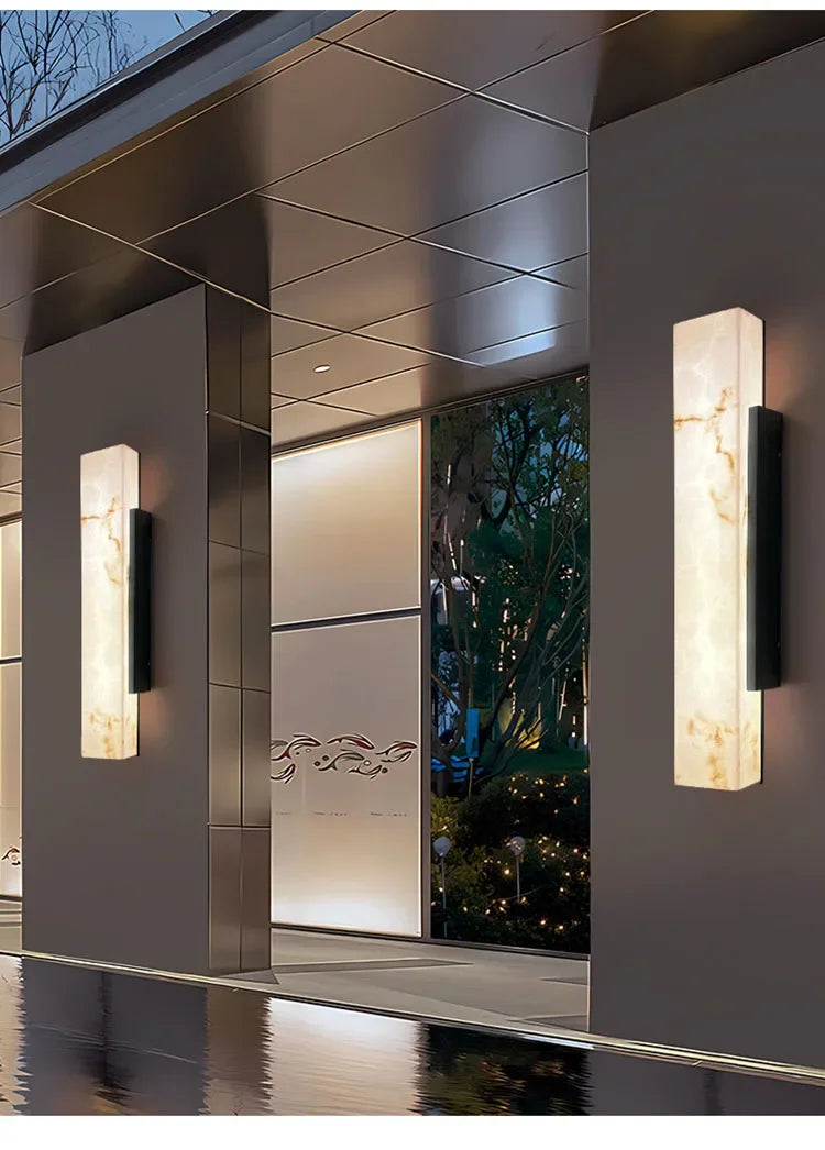 Applique Murale "Alabaster" – Design Rectangulaire en Marbre et Or Mes Luminaires