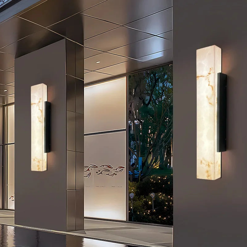 Applique Murale "Alabaster" – Design Rectangulaire en Marbre et Or Mes Luminaires
