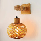 Applique Murale "Bambou Zen" – Luminaire en Bois et Bamboo Tressé Mes Luminaires