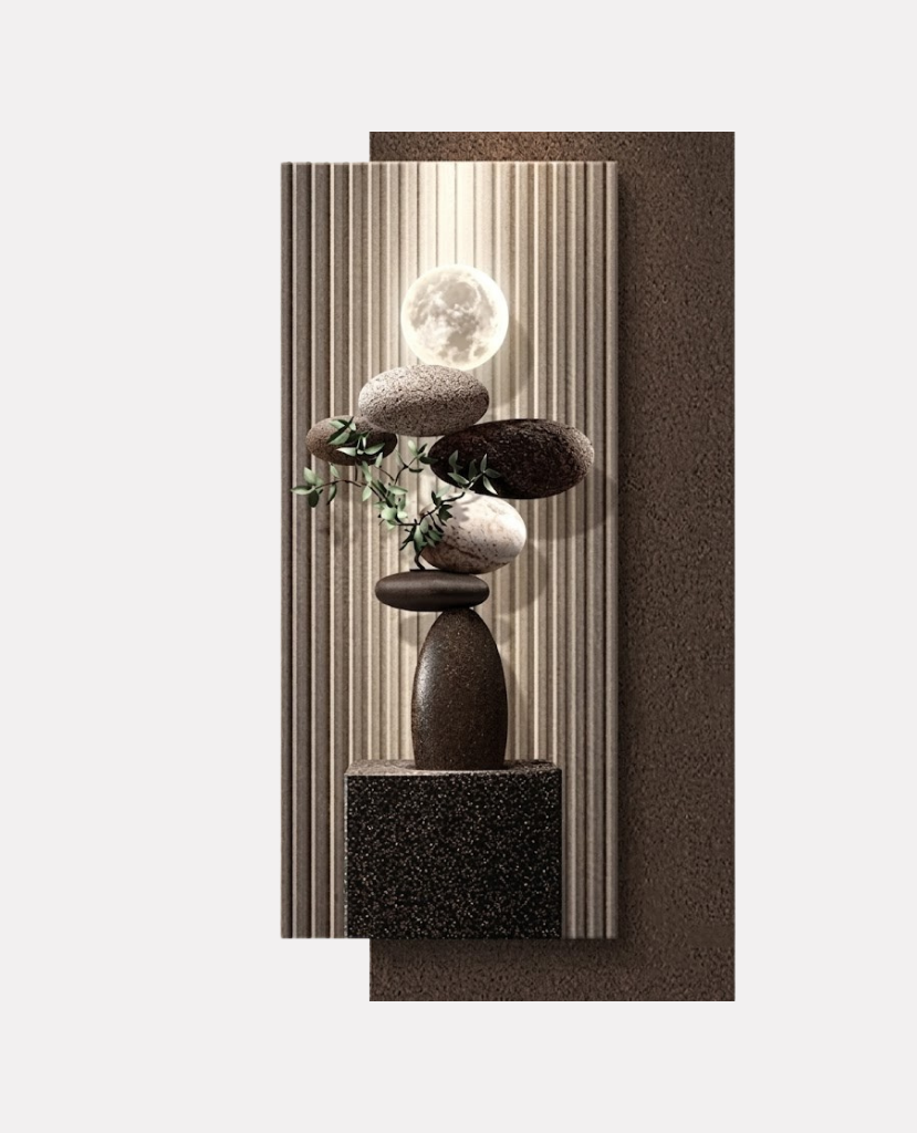 Applique Murale en Granit et Marbre Texturé avec Décor Pierre Sculptée Mes Luminaires