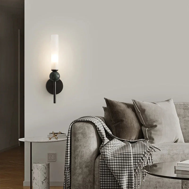 Applique Murale Laiton et Marbre Noir avec Diffuseur en Albâtre Mes Luminaires