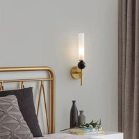 Applique Murale Laiton et Marbre Noir avec Diffuseur en Albâtre Mes Luminaires