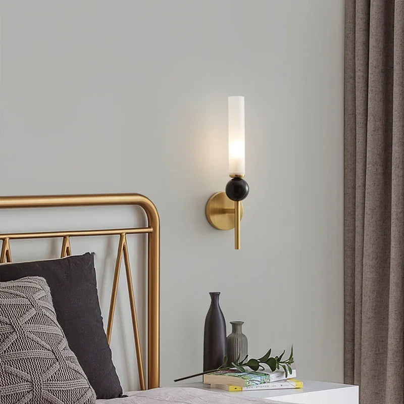 Applique Murale Laiton et Marbre Noir avec Diffuseur en Albâtre Mes Luminaires