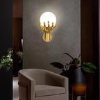 Applique Murale LED Lune avec Support Main en Résine Dorée Mes Luminaires
