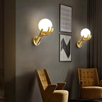 Applique Murale LED Lune avec Support Main en Résine Dorée Mes Luminaires