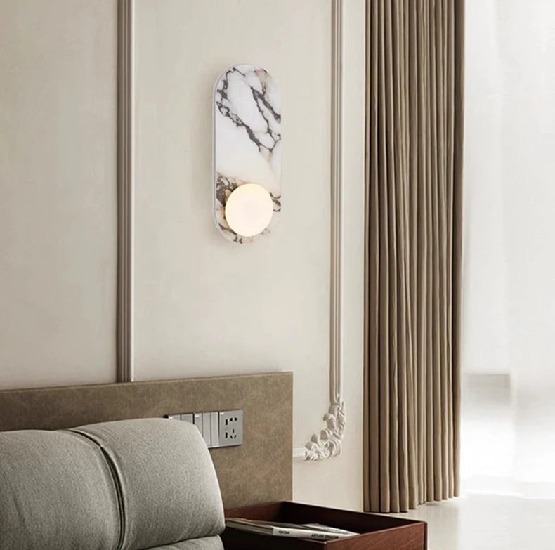Applique Murale "Palazzo" – Marbre Veiné et Diffuseurs LED Opale Mes Luminaires