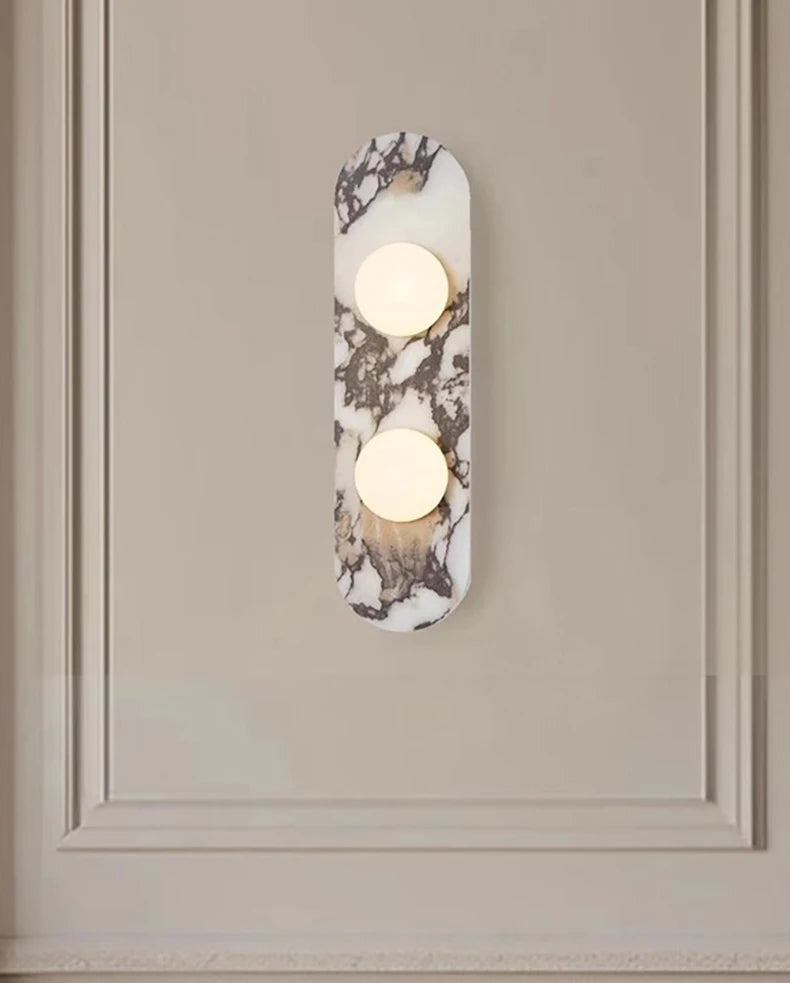 Applique Murale "Palazzo" – Marbre Veiné et Diffuseurs LED Opale Mes Luminaires