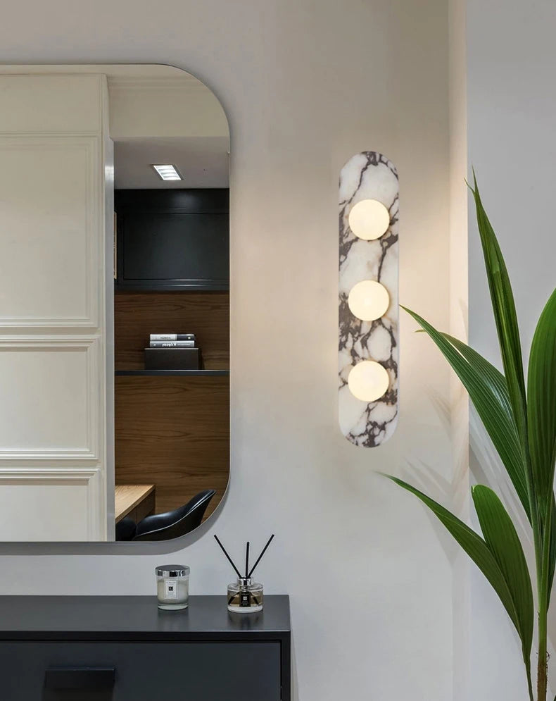 Applique Murale "Palazzo" – Marbre Veiné et Diffuseurs LED Opale Mes Luminaires