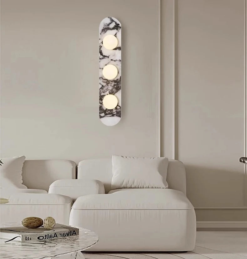 Applique Murale "Palazzo" – Marbre Veiné et Diffuseurs LED Opale Mes Luminaires