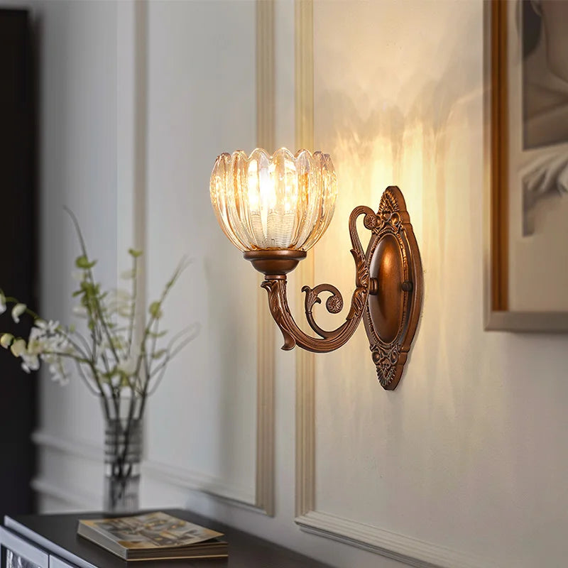 Applique Murale Vintage en Bronze et Verre Mes Luminaires
