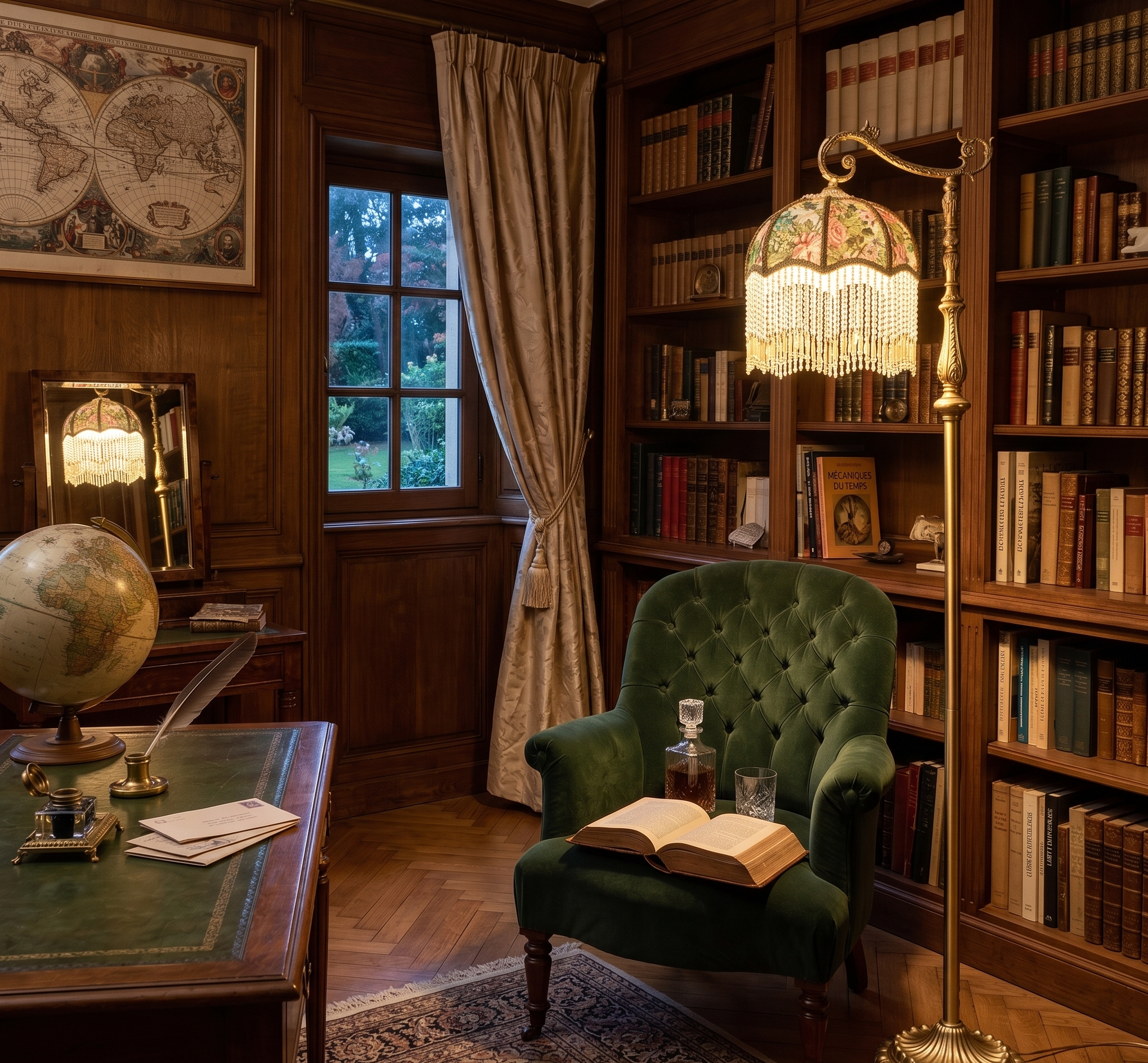 Lampadaire "Antiquaire" – Luminaire de Salon en Tissu Floral Mes Luminaires