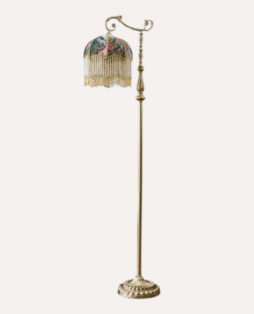 Lampadaire "Antiquaire" – Luminaire de Salon en Tissu Floral Mes Luminaires