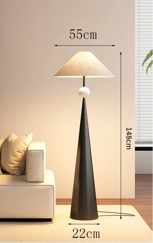 Lampadaire Minimaliste "Symmetry" – Luminaire Chic à Base Conique et Globe Blanc Mes Luminaires
