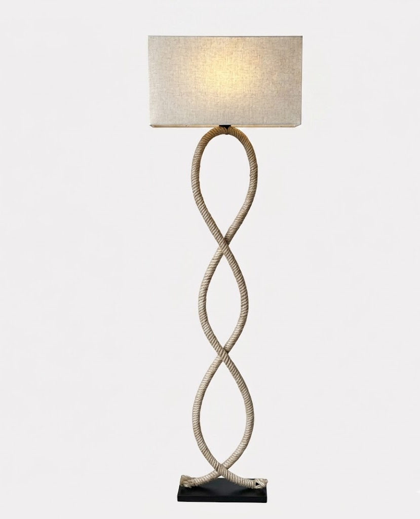 Lampadaire Sculptural en Corde de Jute Mes Luminaires