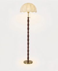 Lampadaire Vintage en Bois de Bambou et Laiton Doré Mes Luminaires