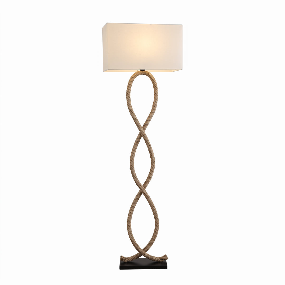 Lampadaire Sculptural en Corde de Jute